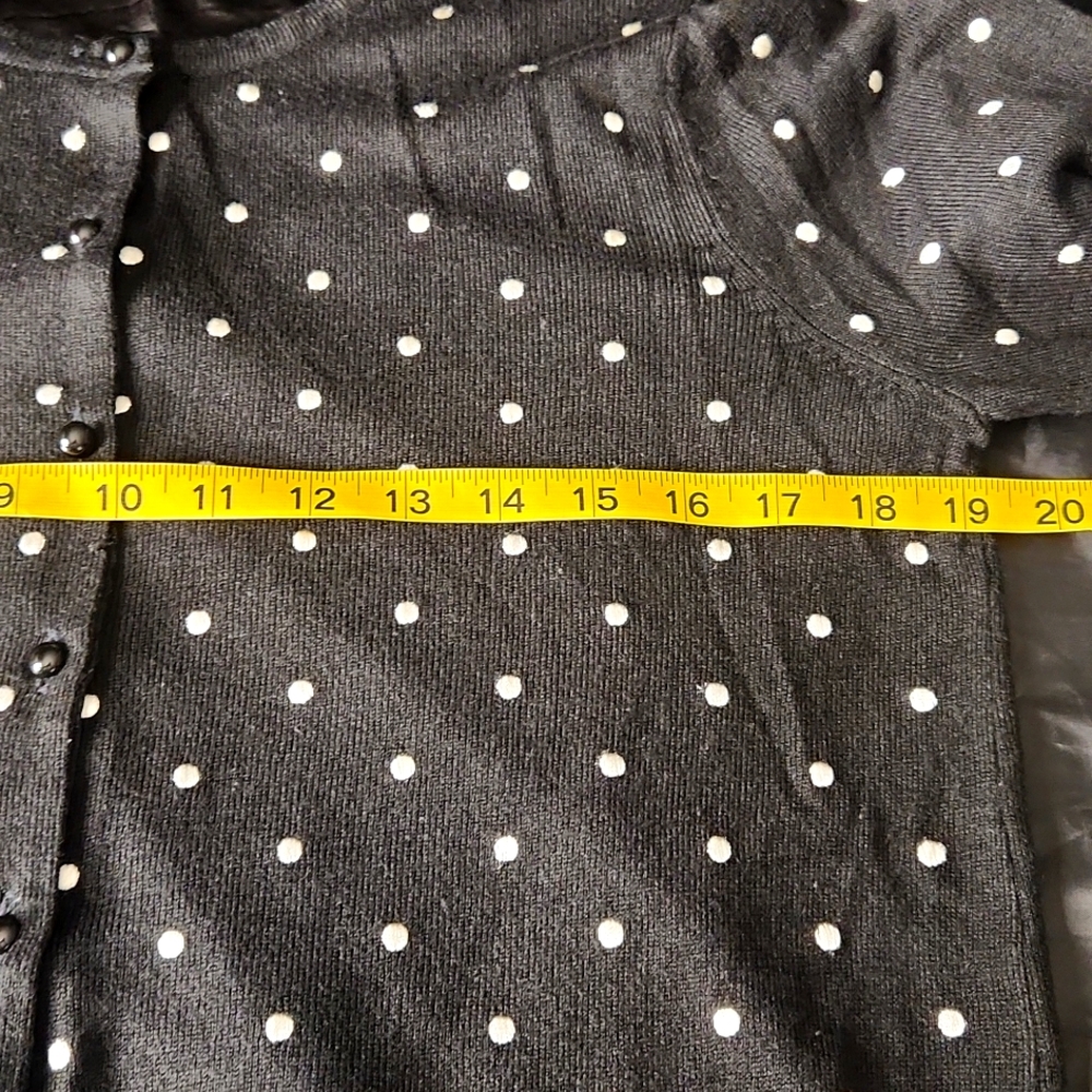 Marks & Spencer black polka-dot button-down 3D knit cardigan sweater - Picture 11 of 13
